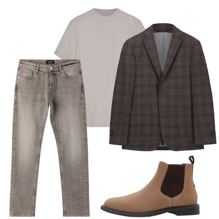 Outfit uomo - Settembre. Stile Casual per Serata speciale. Abbinamento con stivali e stivaletti, jeans, giacche, t-shirt.
