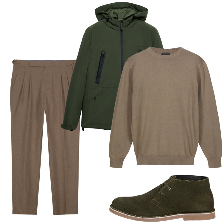 Outfit uomo - Fall. Stile Casual per Tutti i giorni. Abbinamento con giacche, maglieria, stivali e stivaletti, pantaloni.