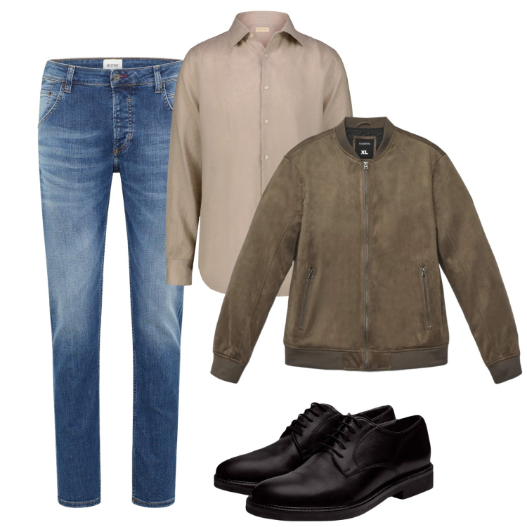 Outfit uomo - Settembre. Stile Casual per Tutti i giorni. Abbinamento con jeans dritti, giacche, scarpe stringate, camicie.