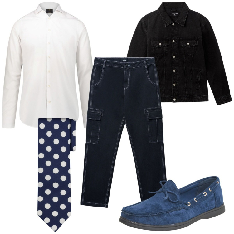 Outfit uomo - Total look #2255481. Stile Casual per Tutti i giorni. Abbinamento con pantaloni cargo, scarpe stringate, giacche, camicie, cravatte.