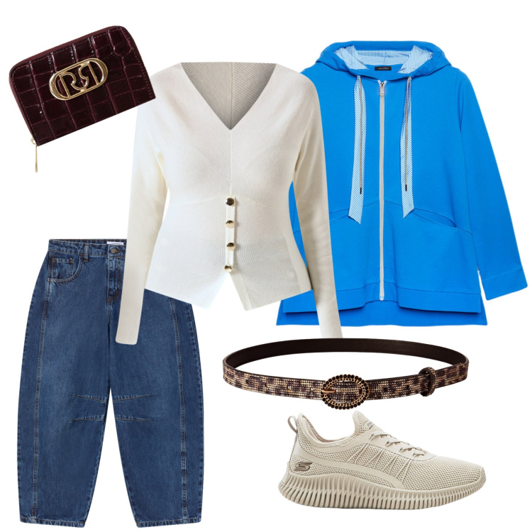 Outfit donna - Ultima domenica di settembre. Stile Casual per Tutti i giorni. Abbinamento con sneakers, jeans, cinture, portafogli, maglieria, felpe con cappuccio.