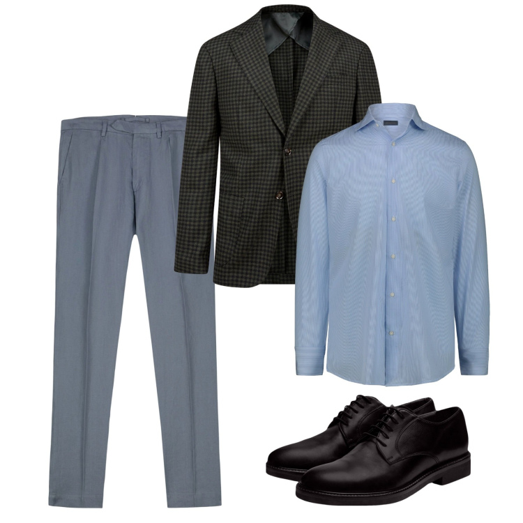 Outfit uomo - Settembre. Stile Casual per Tutti i giorni. Abbinamento con scarpe stringate, giacche, pantaloni, camicie.