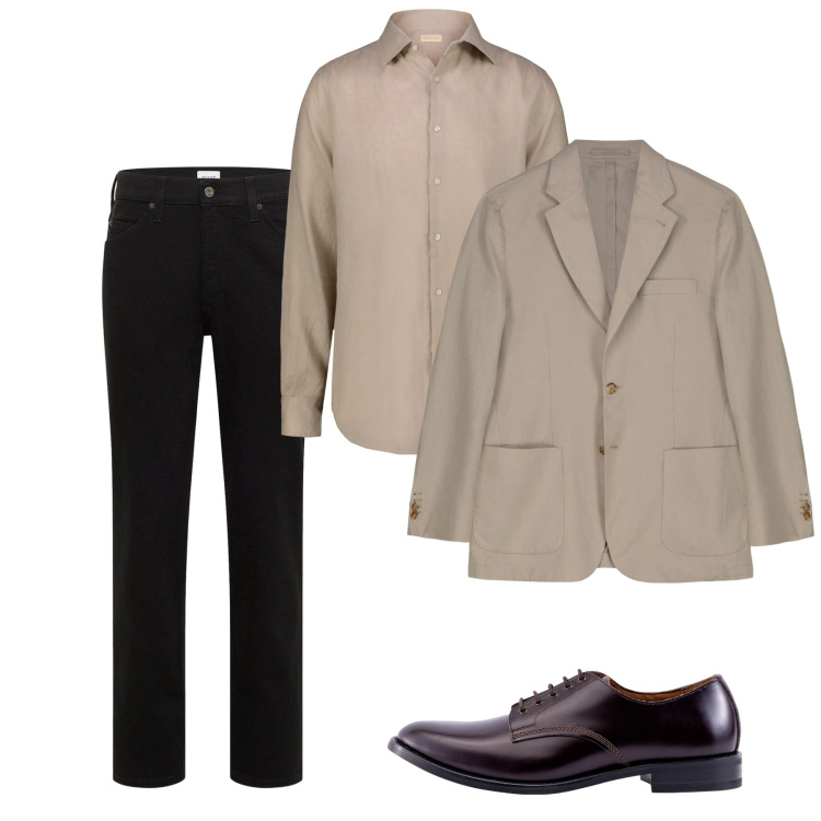 Outfit uomo - Marrone. Stile Casual per Tutti i giorni. Abbinamento con jeans dritti, scarpe stringate, camicie, giacche.