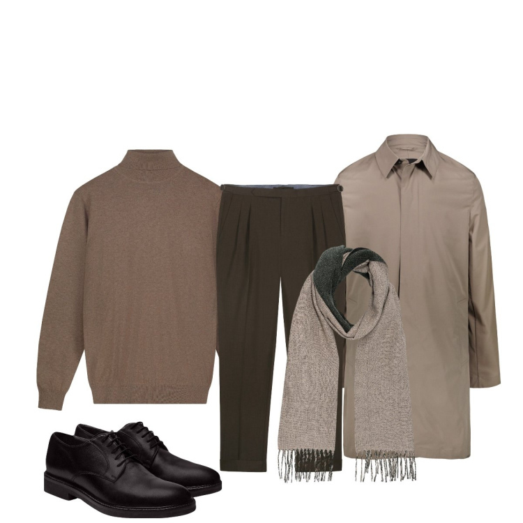 Outfit uomo - Eleganza Doppelganger. Stile Trendy per Tutti i giorni. Abbinamento con scarpe stringate, giacche, pantaloni, maglieria, sciarpe.