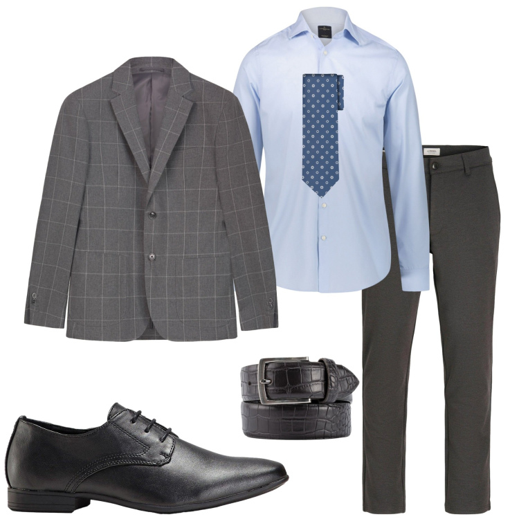 Outfit uomo - Cerimonia fine settembre. Stile Business/Elegante per Cerimonia. Abbinamento con scarpe stringate, pantaloni chino, camicie, cravatte, giacche, cinture.