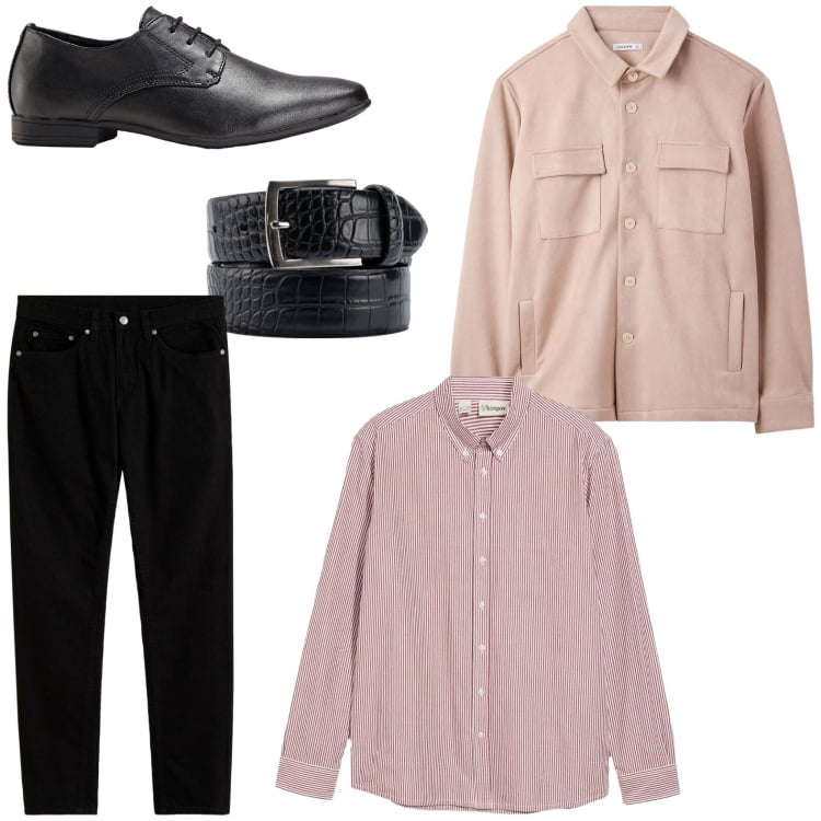 Outfit uomo - Ufficio. Stile Casual per Ufficio. Abbinamento con scarpe stringate, jeans slim fit, camicie, cappotti, cinture.