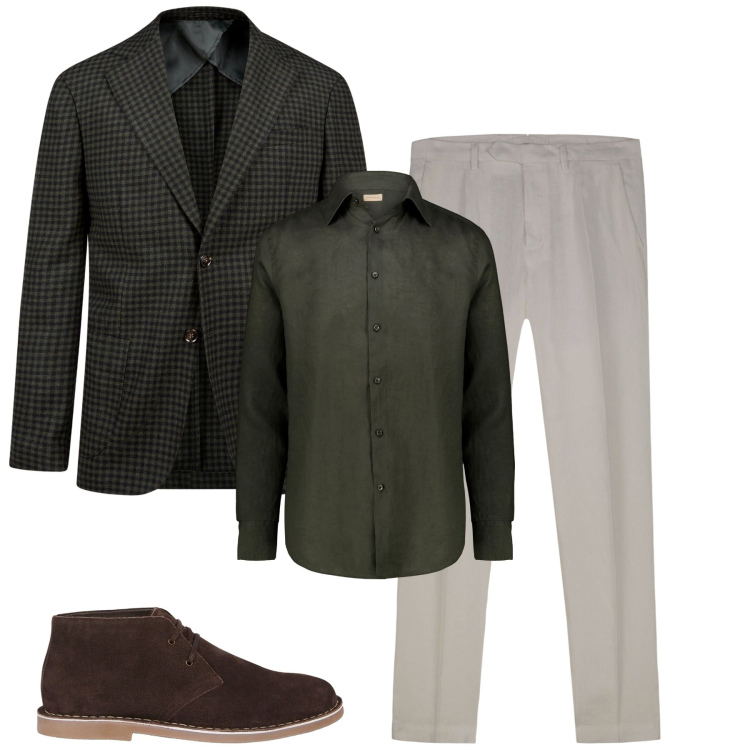 Outfit uomo - Total look #2255664. Stile Urban per Tutti i giorni. Abbinamento con giacche, pantaloni, camicie, stivali e stivaletti.