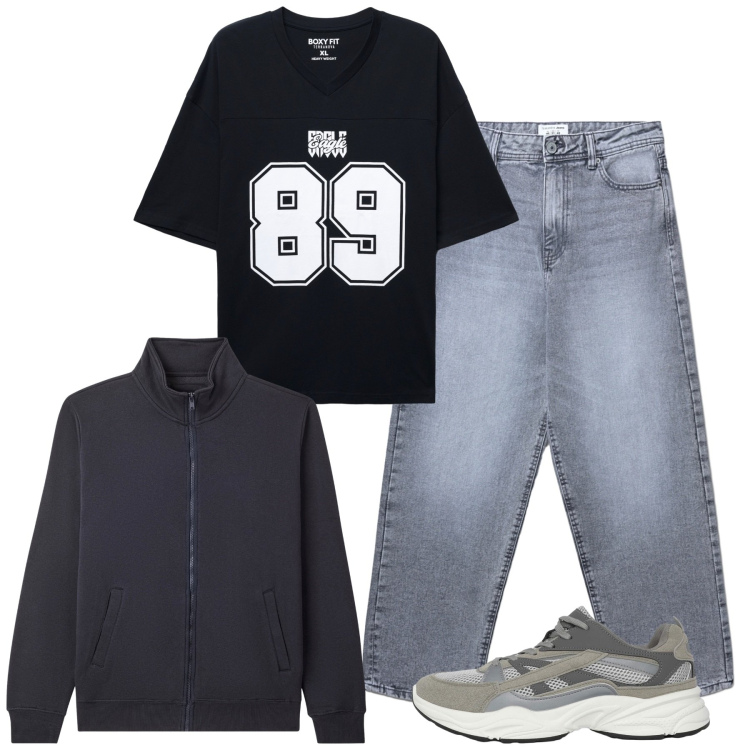 Outfit uomo - City. Stile Casual per Tutti i giorni. Abbinamento con sneakers, jeans, giacche, t-shirt.