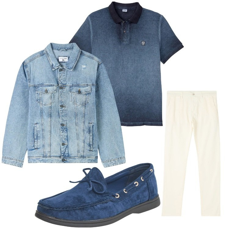 Outfit uomo - Fine settimana. Stile Casual per Tutti i giorni. Abbinamento con polo, giacche, scarpe stringate, pantaloni chino.