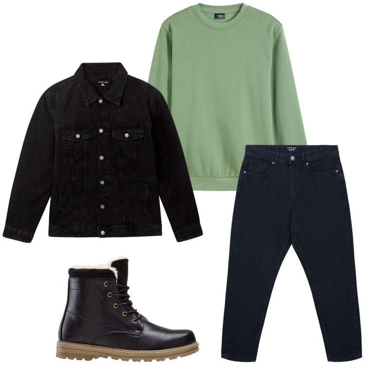 Outfit uomo - Mood autunnale. Stile Casual per Tutti i giorni. Abbinamento con felpe, stivali e stivaletti, jeans, giacche.