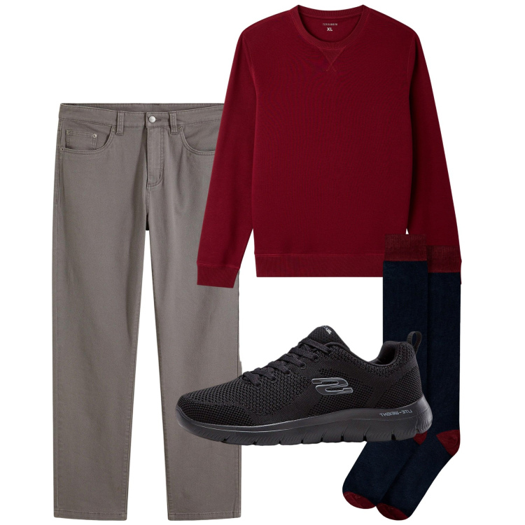 Outfit uomo - Settembre. Stile Casual per Tutti i giorni. Abbinamento con sneakers, pantaloni, felpe, calzini.