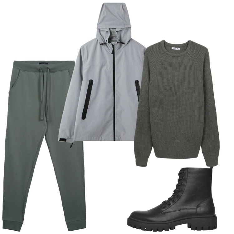 Outfit uomo - Autunno. Stile Casual per Tutti i giorni. Abbinamento con anfibi, giacche, pantaloni, maglieria.