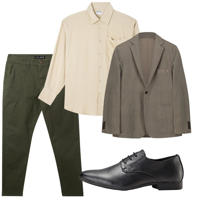 Outfit uomo - Settembre. Stile Casual per Tutti i giorni. Abbinamento con scarpe stringate, camicie, pantaloni chino, giacche.