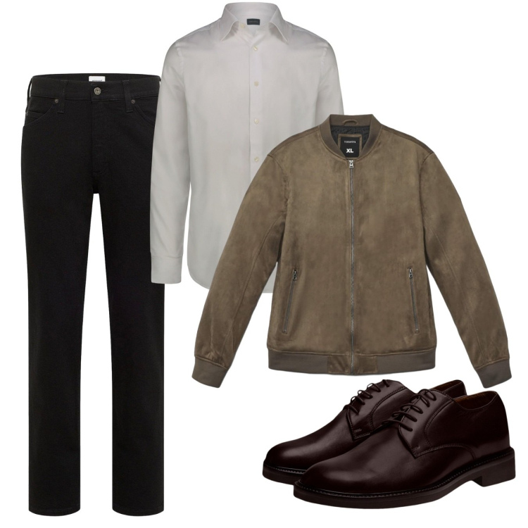 Outfit uomo - Fall. Stile Casual per Serata speciale. Abbinamento con jeans dritti, giacche, scarpe stringate, camicie.