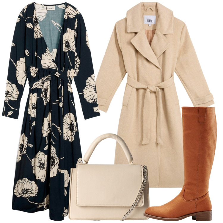 Outfit donna - Total look #2255837. Stile Romantica per Tutti i giorni. Abbinamento con cappotti, stivali, vestiti lunghi, borse a tracolla.
