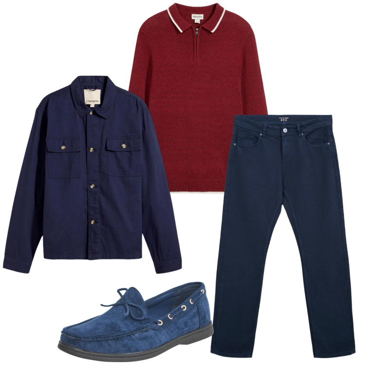 Outfit uomo - Total look #2255841. Stile Casual per Tutti i giorni. Abbinamento con giacche, maglieria, scarpe stringate, jeans dritti.