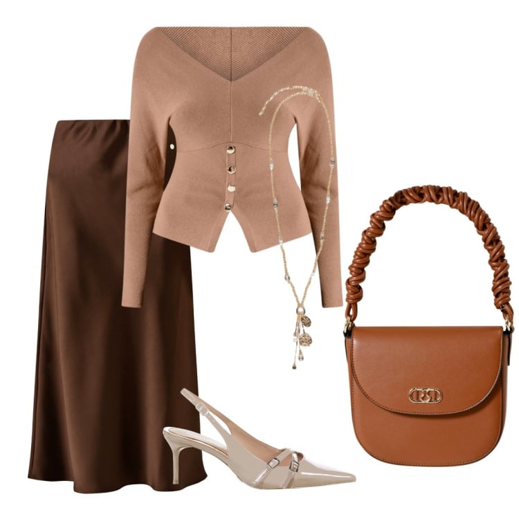 Outfit donna - Fascinosa. Stile Bon Ton per Serata fuori. Abbinamento con gonne longuette, décolleté, maglieria, borse a mano, ciondoli.
