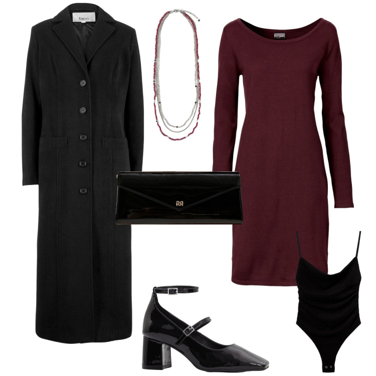 Outfit donna - Minimal chic. Stile Minimal per Serata fuori. Abbinamento con vestiti lunghi, cappotti, décolleté, body, pochette, collane.