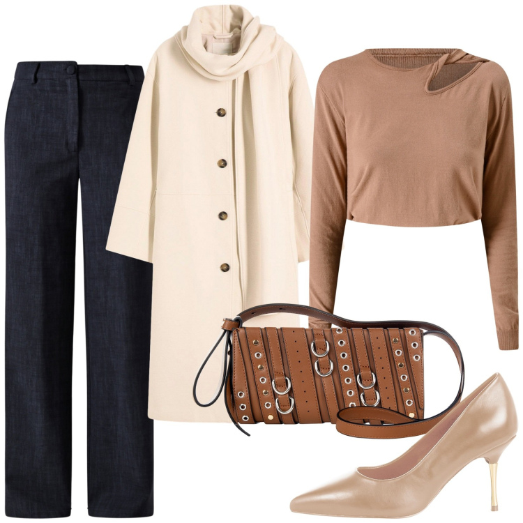 Outfit donna - Total look #2255859. Stile Bon Ton per Tutti i giorni. Abbinamento con cappotti, maglieria, borse a spalla, décolleté, pantaloni.