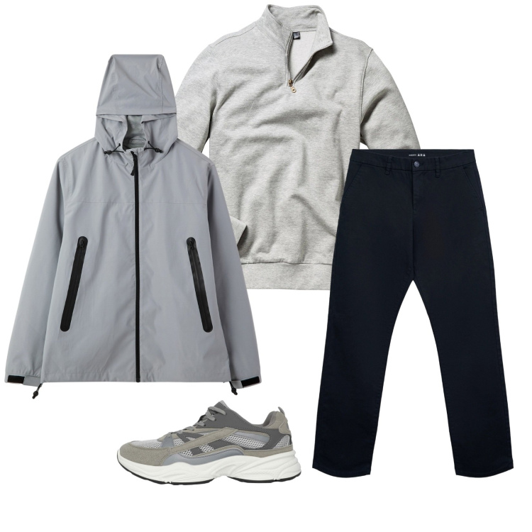 Outfit uomo - Total look #2255877. Stile Casual per Tutti i giorni. Abbinamento con felpe, sneakers, giacche, pantaloni chino.