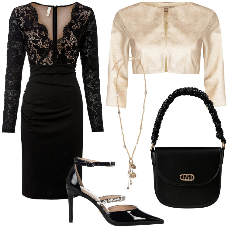 Outfit donna - Total look #2255879. Stile Sexy per Serata fuori. Abbinamento con vestiti, bolero, borse a mano, décolleté, ciondoli.