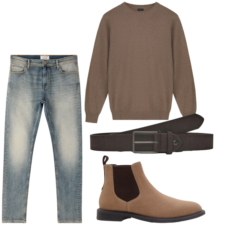 Outfit uomo - Total look #2255886. Stile Casual per Tutti i giorni. Abbinamento con stivali e stivaletti, cinture, jeans skinny, maglieria.