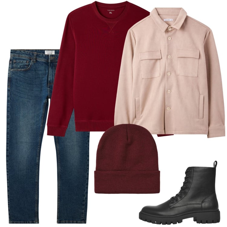 Outfit uomo - In città. Stile Urban per Tutti i giorni. Abbinamento con jeans, cappotti, anfibi, felpe, berretti.