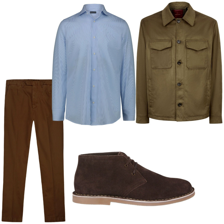 Outfit uomo - Trendy. Stile Trendy per Ufficio. Abbinamento con giacche, pantaloni, stivali e stivaletti, camicie.