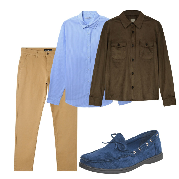 Outfit uomo - Fall. Stile Casual per Tutti i giorni. Abbinamento con pantaloni skinny, scarpe stringate, camicie, giacche.