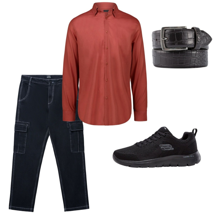 Outfit uomo - Settembre. Stile Casual per Tutti i giorni. Abbinamento con sneakers, pantaloni cargo, camicie, cinture.
