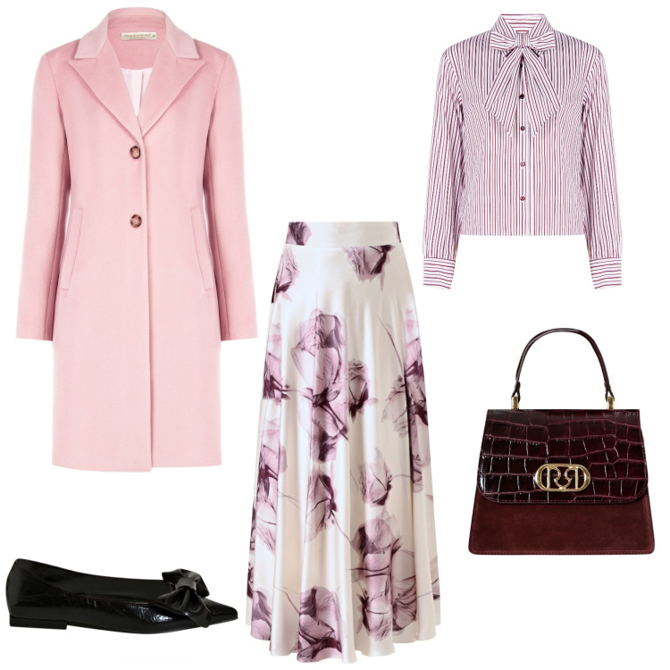 Outfit donna - Cerimonia evento serata speciale. Stile Romantica per Cerimonia. Abbinamento con gonne lunghe, camicie, borse a mano, cappotti, ballerine.