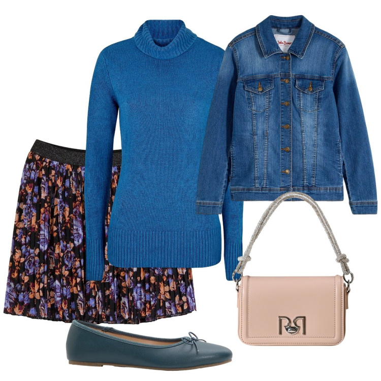 Outfit donna - A scuola. Stile Casual per Scuola/Università. Abbinamento con maglieria, blazer, minigonne, ballerine, borse a mano.
