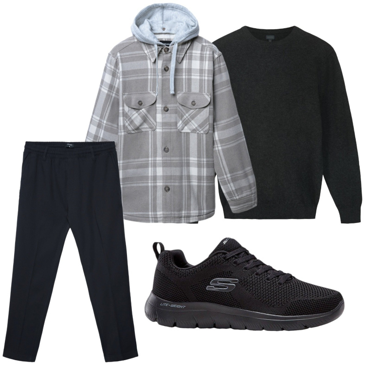 Outfit uomo - Il capospalla a quadri. Stile Casual per Tutti i giorni. Abbinamento con sneakers, pantaloni, cappotti, maglieria.