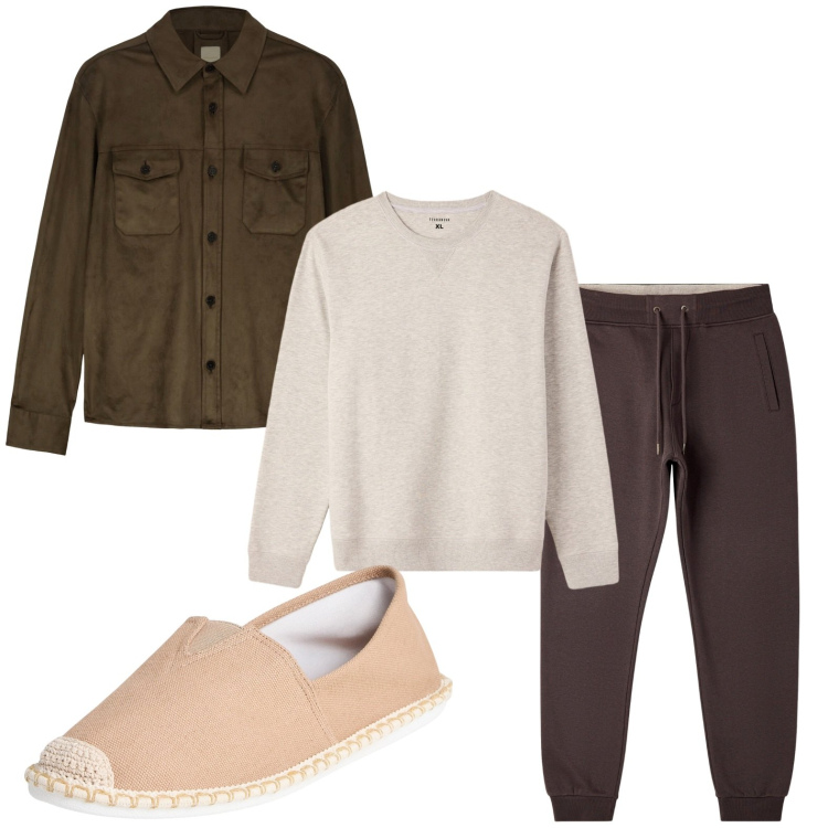 Outfit uomo - La giacca scamosciata. Stile Casual per Tutti i giorni. Abbinamento con felpe, pantaloni, espadrillas, giacche.