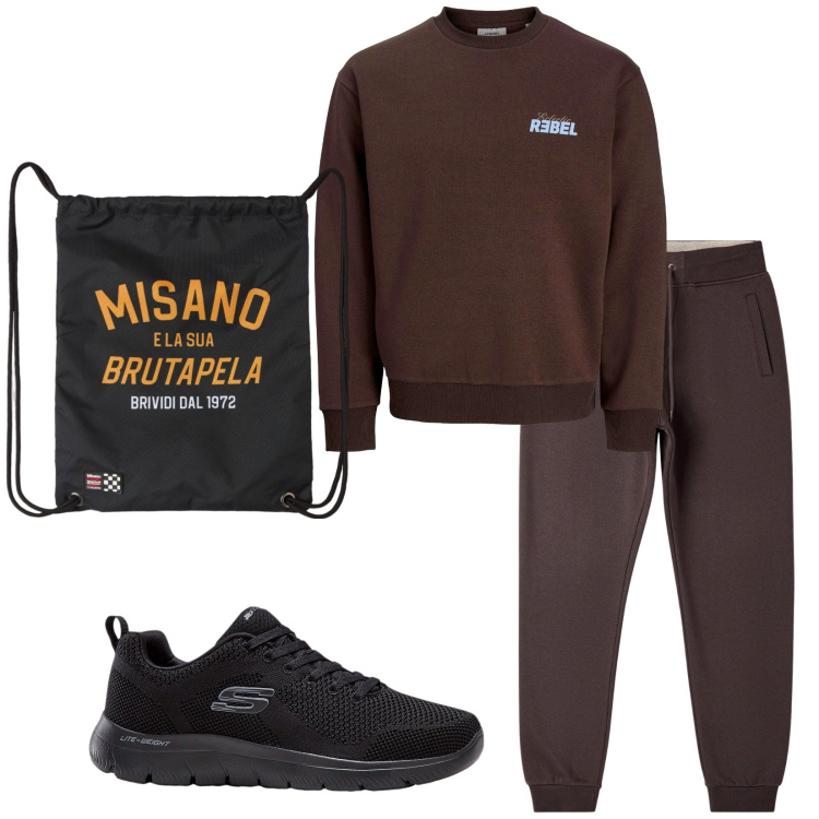Outfit uomo - Total look #2255978. Stile Urban per Sport. Abbinamento con sneakers, felpe, borse sportive, pantaloni.