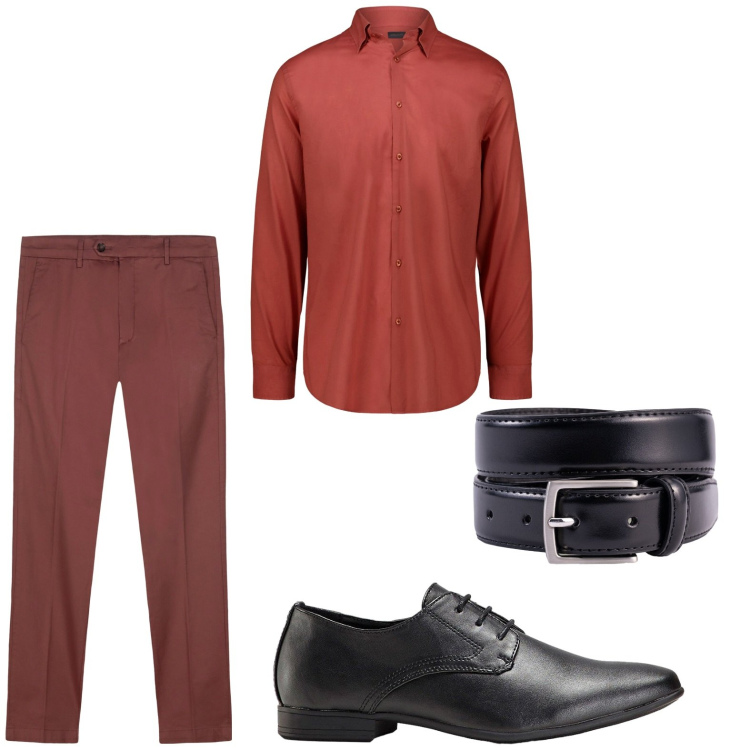 Outfit uomo - Aperitivo. Stile Trendy per Tutti i giorni. Abbinamento con scarpe stringate, pantaloni chino, camicie, cinture.