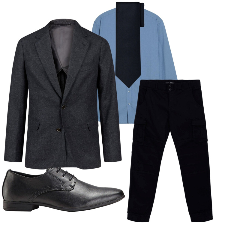 Outfit uomo - Total look #2256016. Stile Urban per Serata speciale. Abbinamento con scarpe stringate, camicie, pantaloni cargo, giacche, cravatte.