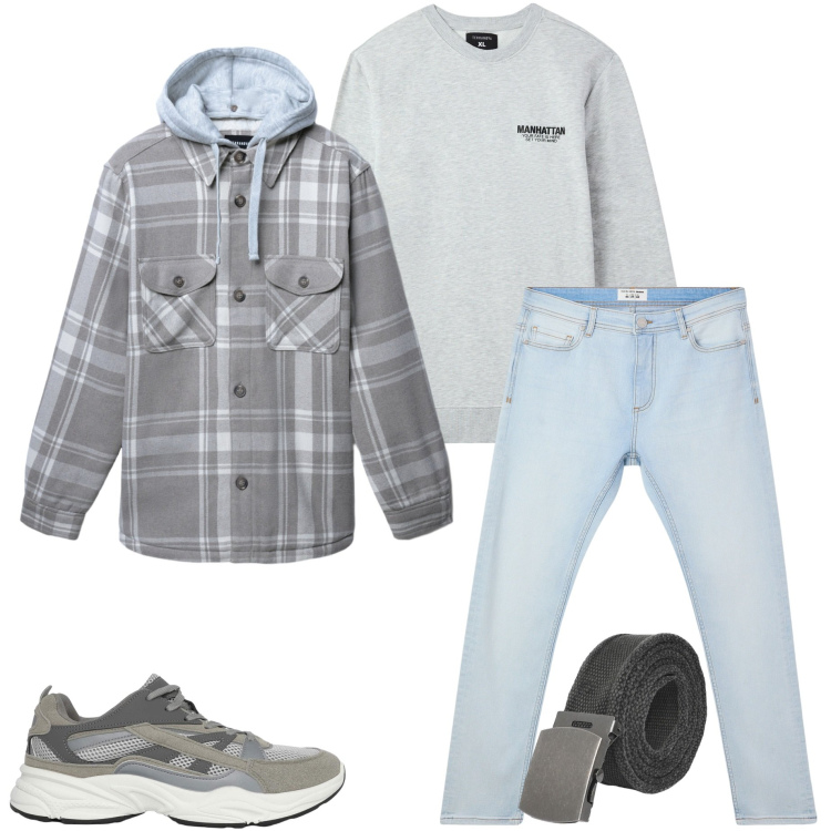 Outfit uomo - Casual style. Stile Casual per Serata speciale. Abbinamento con felpe, jeans skinny, sneakers, cinture, cappotti.