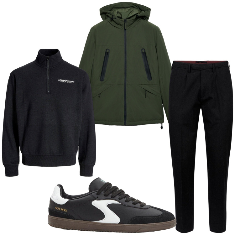 Outfit uomo - Total look #2256038. Stile Urban per Tutti i giorni. Abbinamento con sneakers, felpe, giacche, pantaloni.