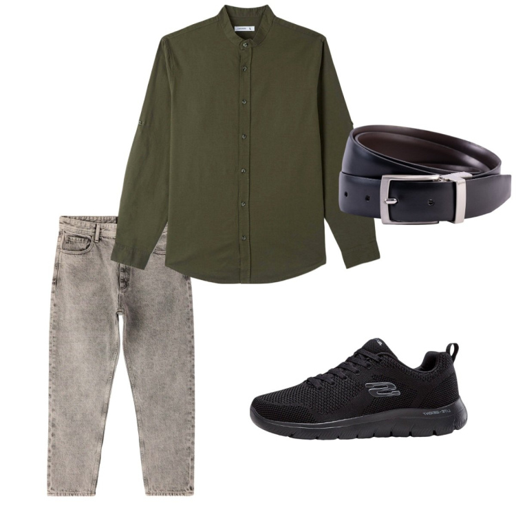 Outfit uomo - Settembre. Stile Casual per Tutti i giorni. Abbinamento con sneakers, jeans dritti, camicie, cinture.