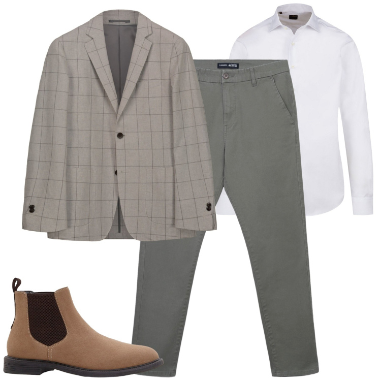 Outfit uomo - Total look #2256066. Stile Business/Elegante per Tutti i giorni. Abbinamento con stivali e stivaletti, pantaloni chino, camicie, giacche.