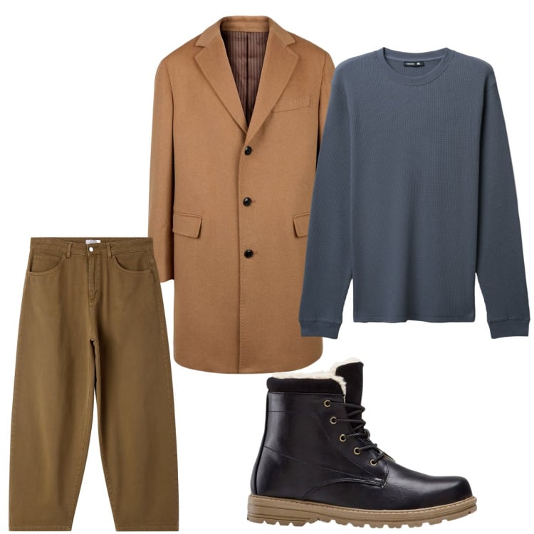 Outfit uomo - Perfetto. Stile Trendy per Tutti i giorni. Abbinamento con stivali e stivaletti, pantaloni, maglieria, cappotti.