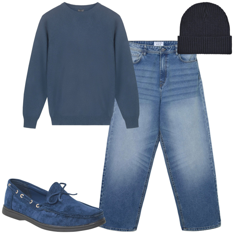 Outfit uomo - Total look #2256104. Stile Casual per Tutti i giorni. Abbinamento con scarpe stringate, jeans, berretti, maglieria.