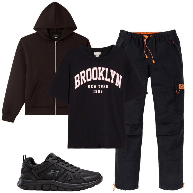 Outfit uomo - Total look #2256108. Stile Casual per Tutti i giorni. Abbinamento con pantaloni, sneakers, t-shirt, felpe con cappuccio.