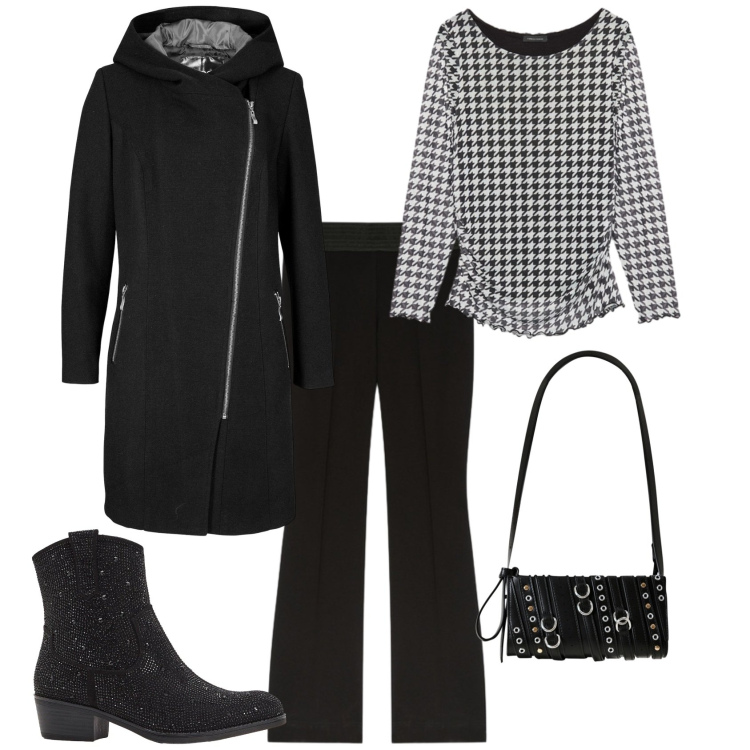Outfit donna - Total look #2256111. Stile Casual chic per Ufficio. Abbinamento con blazer, stivaletti texani, borse a spalla, bluse, pantaloni.