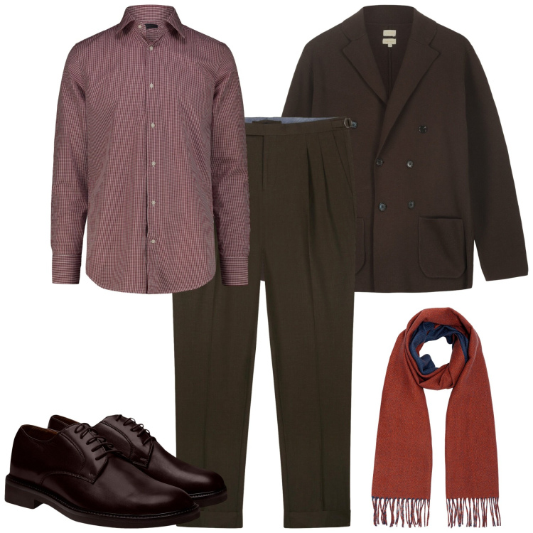 Outfit uomo - Total look #2256118. Stile Urban per Tutti i giorni. Abbinamento con scarpe stringate, pantaloni, giacche, camicie, sciarpe.