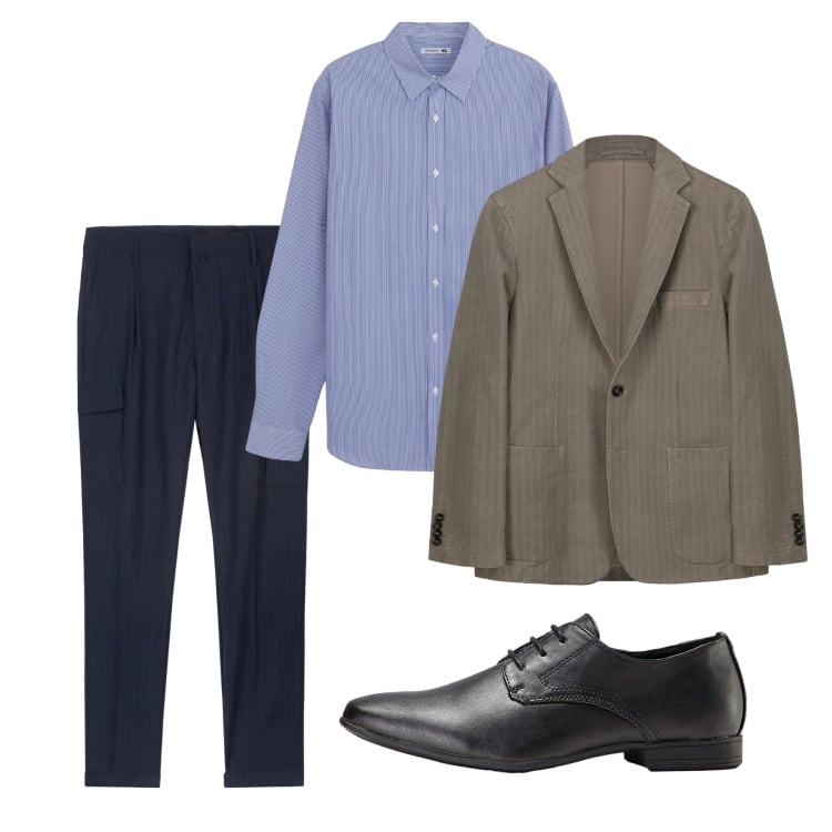 Outfit uomo - Settembre. Stile Casual per Tutti i giorni. Abbinamento con scarpe stringate, camicie, pantaloni cargo, giacche.