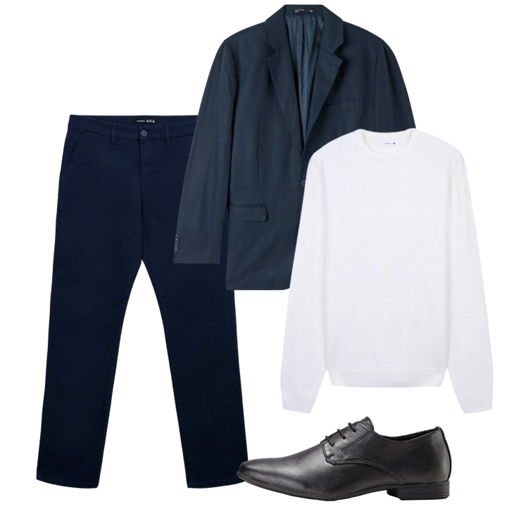 Outfit uomo - Lo stile resta. Stile Trendy per Tutti i giorni. Abbinamento con scarpe stringate, giacche, pantaloni chino, maglieria.