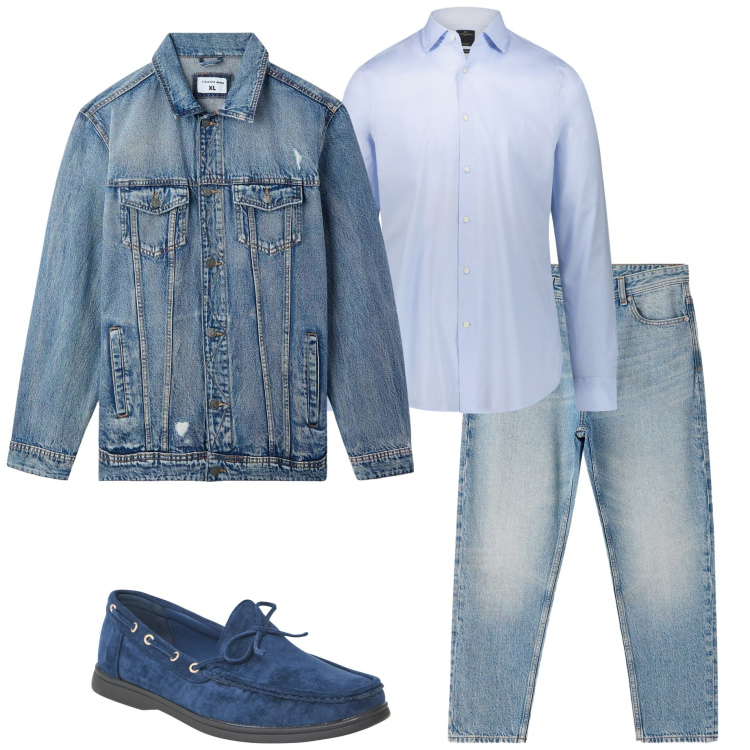 Outfit uomo - Casual. Stile Casual per Tutti i giorni. Abbinamento con giacche, jeans dritti, scarpe stringate, camicie.