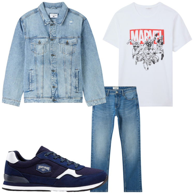 Outfit uomo - jeans. Stile Casual per Tutti i giorni. Abbinamento con sneakers, jeans, t-shirt, giacche.